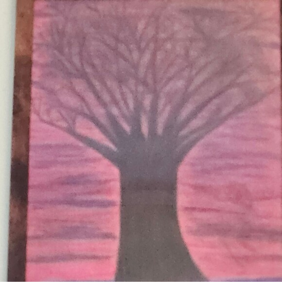 Handmade Framed Pencil Art  Winter Evening Tree Original Colored Drawing - Picture 12 of 14